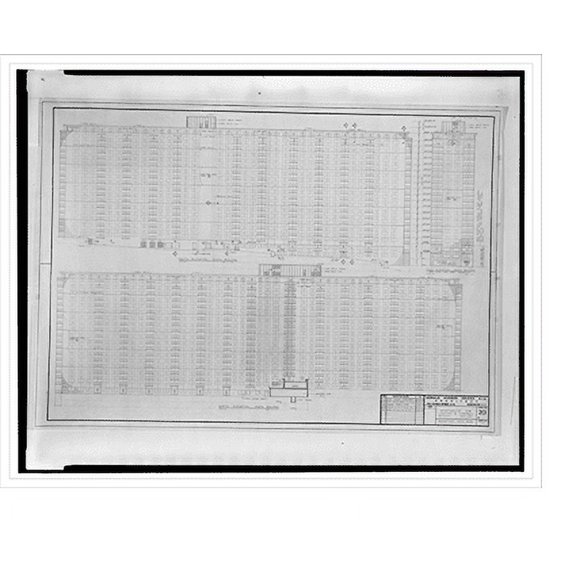 Historic Print, [Apartment house (The Promenade") for Landow & Company, 4710 Bethesda Avenue, Bethesda, Maryland. North and south elevations of south building]", 18" x 24"