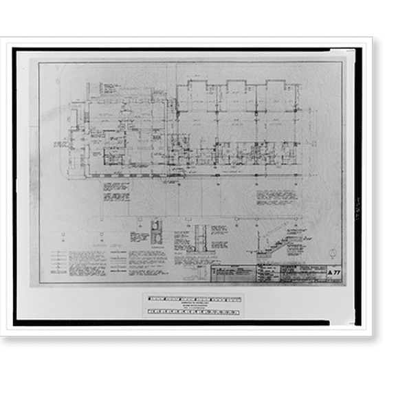 Historic Print, [Apartment houses (Harbour Square") for Harbour Square, Inc., 4th Street and N Street, S.W., Washington, D.C. Building 'H' - West, Ground floor plan]", 18" x 24"