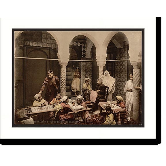 Historic Print, Arab school of embroidery Algiers Algeria, 18" x 24"