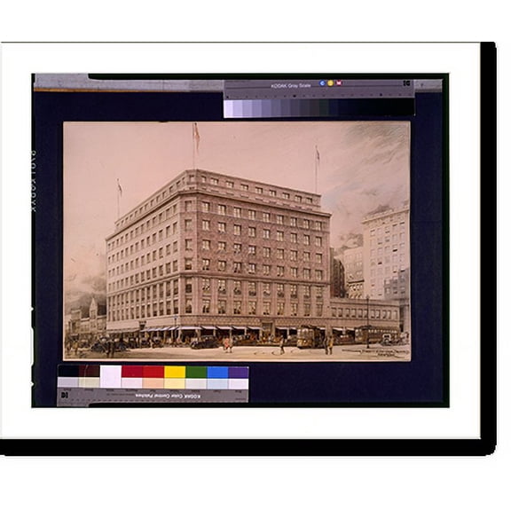 Historic Print, Architectural drawing for a department store for Julius Garfinckel & Co., 14th Street and F Street, N.W., Washington, D.C. Perspective rendering, 16" x 20"