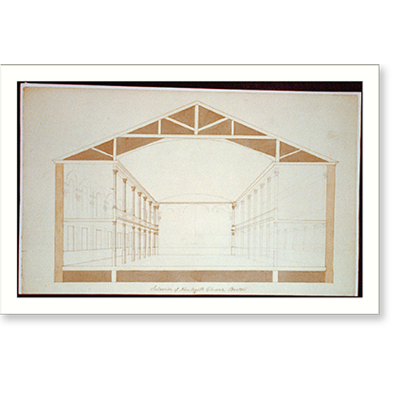 Historic Print, Architectural drawing for a church (New North Church"), Hanover Street, Boston, Massachusetts. Interior perspective" - 2, 16" x 20"