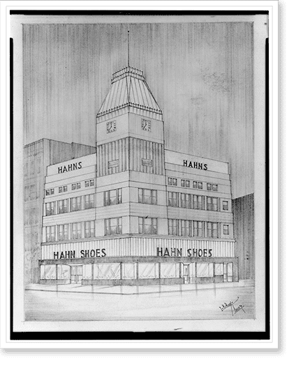 Historic Print, Architectural drawing for a store and office building ...