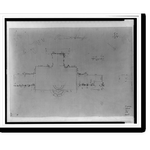Historic Print, Architectural drawing for alterations to the White House (President's House"), Washington, D.C.", 18" x 24"