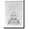 Historic Print, Architectural drawing for gothicstyle church