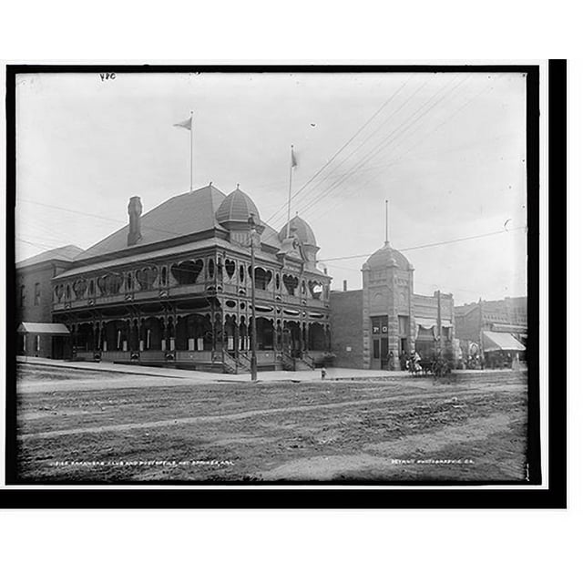Historic Print, Arkansas Club and Post Office, Hot Springs, Ark., 16" x