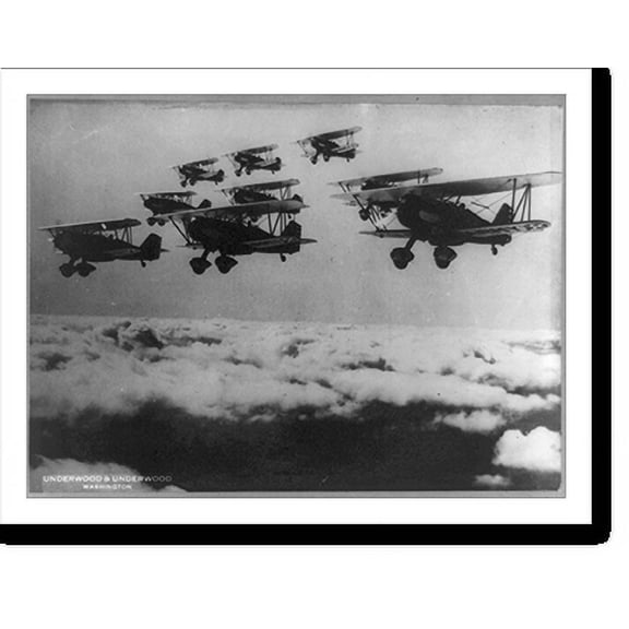 Historic Print, Army air aces fly high above clouds at air races. Army's pursuit squadron from Selfridge Field, at Cleveland, 18" x 24"