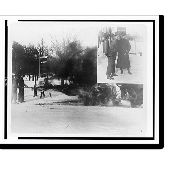 Historic Print, Army flame throwers melt city snow, 16" x 20"