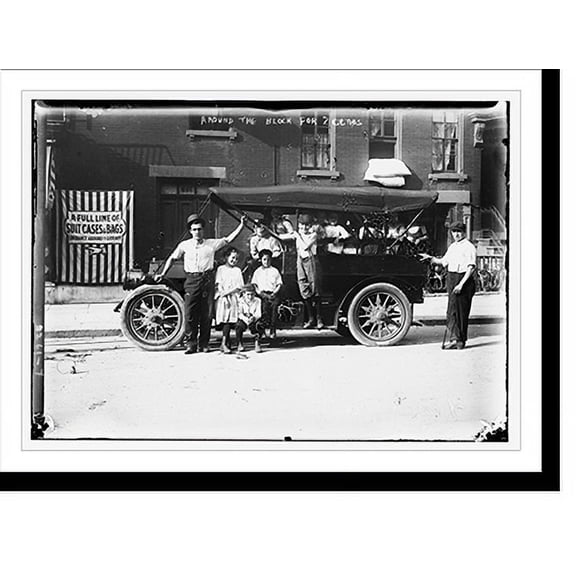 Historic Print, Around the block for 2 cents car, 18" x 24"