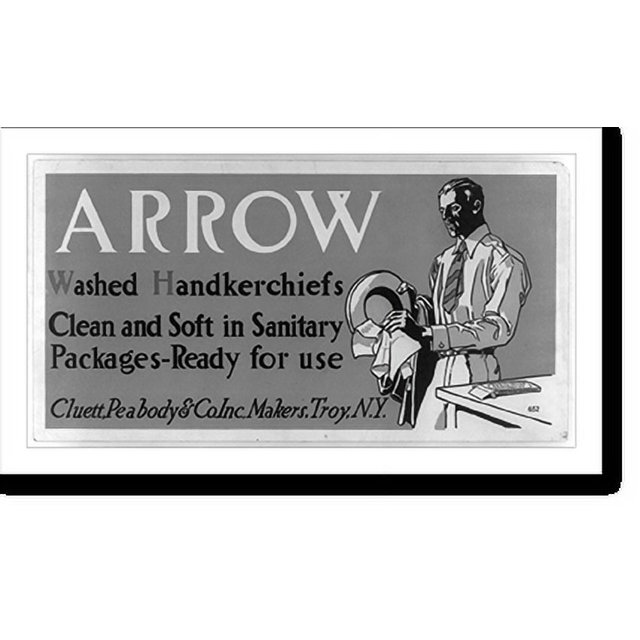 Historic Print, Arrow washed handkerchiefs, clean and soft in sanitary packages, 16" x 20