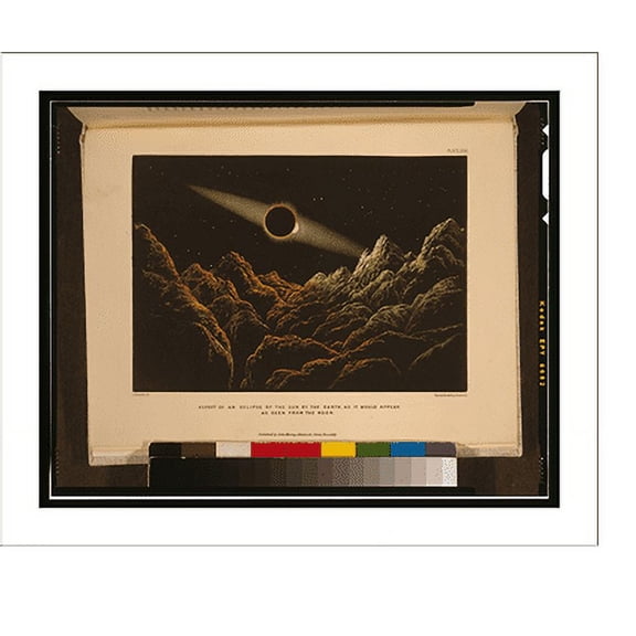Historic Print, Aspect of an eclipse of the sun by the earth, as it would appear as seen from the moon.J. Nasmyth del. ; Vincent Brooks Day & Son Lith., 18" x 24"