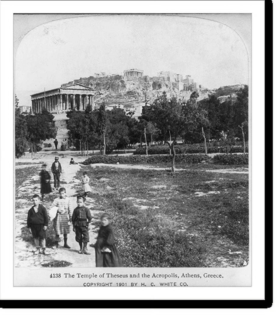 Historic Print, Athens, Greece The Temple of Theseus and the Acropolis