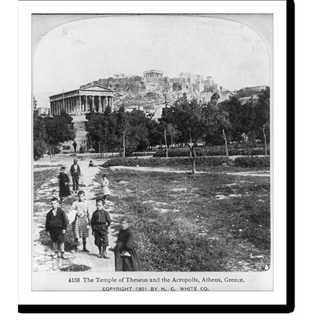 Historic Print, Athens, Greece The Temple of Theseus and the Acropolis