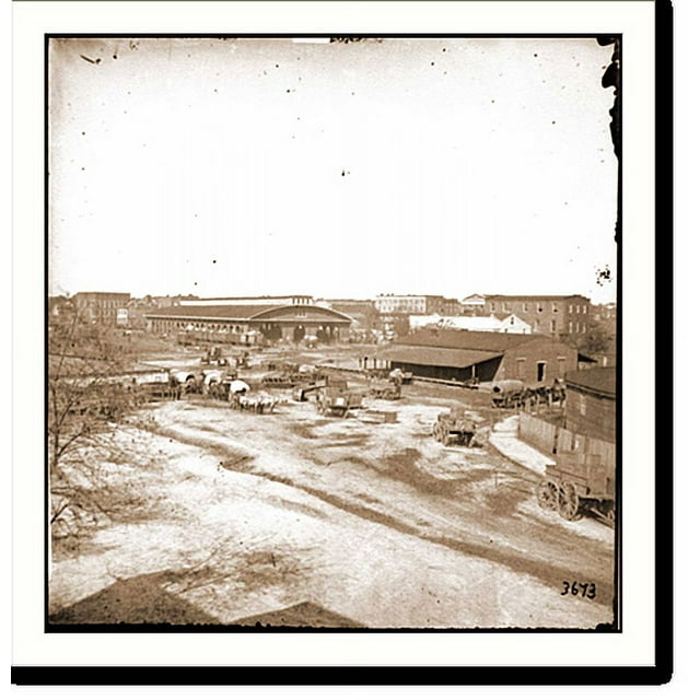 Historic Print, Atlanta Ga. Railroad depot and yard; Trout House and