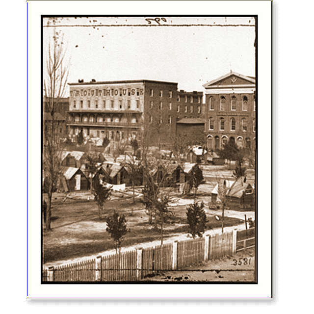 Historic Print, Atlanta Ga. Trout House Masonic Hall and Federal