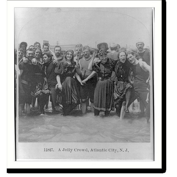 Historic Print, [Atlantic City, N.J. bathers wading: a jolly crowd"]", 16" x 20"