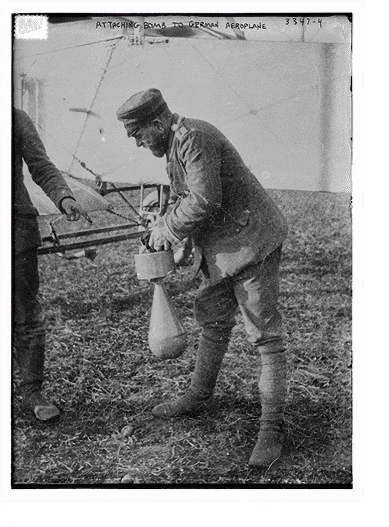 Historic Print, Attaching bomb to German Aeroplane, 16" x 20"