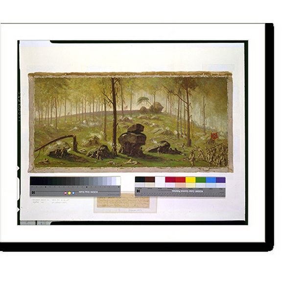 Historic Print, Attack of Johnston's Div., C.S.A. on the breastworks on Culps Hill defended by Wadsworth's Div., 1st Corps, and a part of the 12th Corps [under] General Slocum, half pas…16" x 20"