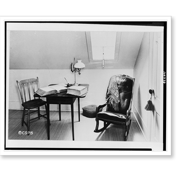 Historic Print, Attic room showing skylight, home of Mary Baker Eddy