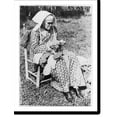 thumbnail image 1 of Historic Print, [Aunt Viblet Walling in sunbonnet, knitting mittens; Cumberland mountains], 16" x 20", 1 of 3