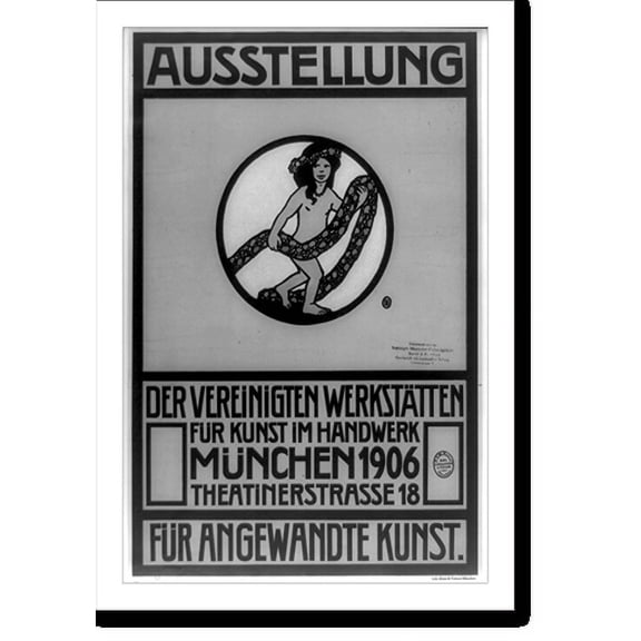 Historic Print, Austellung für angewandte Kunst der Vereinigten Werkstätte für Kunst im Handwerk, München 1906, 18" x 24"