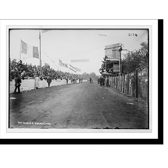 Historic Print, Auto Race, course and grandstand, 16" x 20"