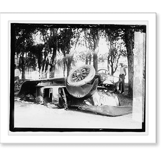 Historic Print, Auto wreck in Potomac PK, 18" x 24"