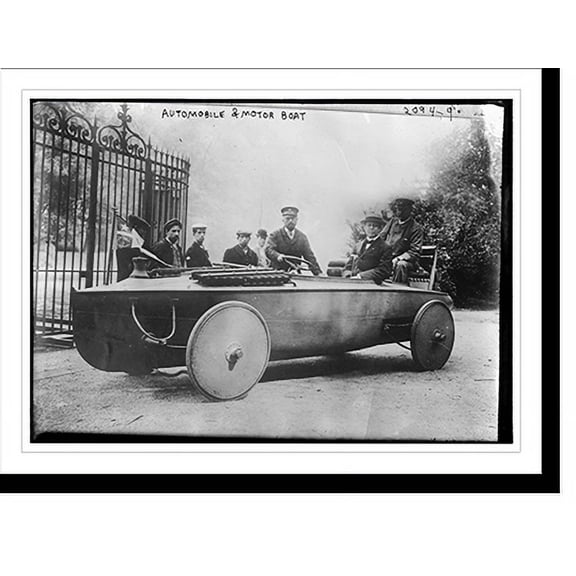 Historic Print, Automobile and motor boat, 16" x 20"