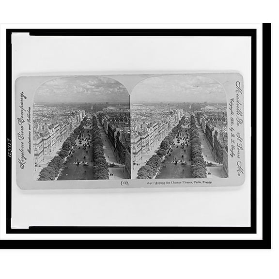 Historic Print, Avenue des Champs Elysees Paris France, 18" x 24"