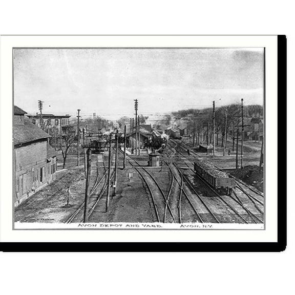 Historic Print, Avon depot and yard, Avon, N.Y., 18" x 24"