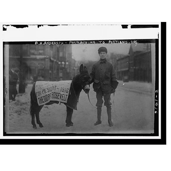 Historic Print, B.H. Anderson - Portland, Me. - Portland, Ore. - For T.R., 18" x 24"