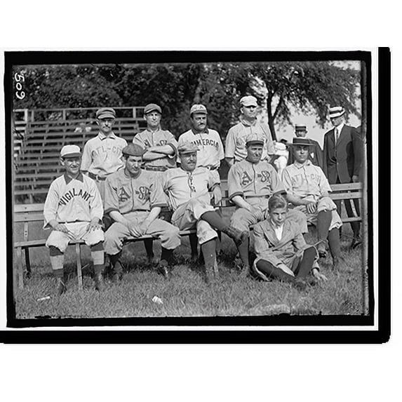 Historic Print, BASEBALL, CONGRESSIONAL. FRONT ROW: LAFFERTY OF OREGON; SIDNEY ANDERSON OF MINNESOTA; LONGWORTH OF OHIO; 2 UNIDENTIFIED. REAR ROW: FARR OF PENNSYLVANIA; MILLER OF MINNES...18" x 24"