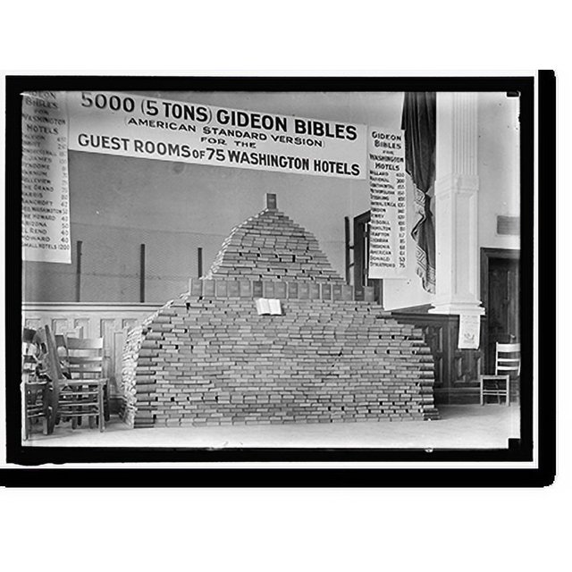 Historic Print, BIBLES. 5000 GIDEON BIBLES FOR D.C. HOTELS, 16" x 20
