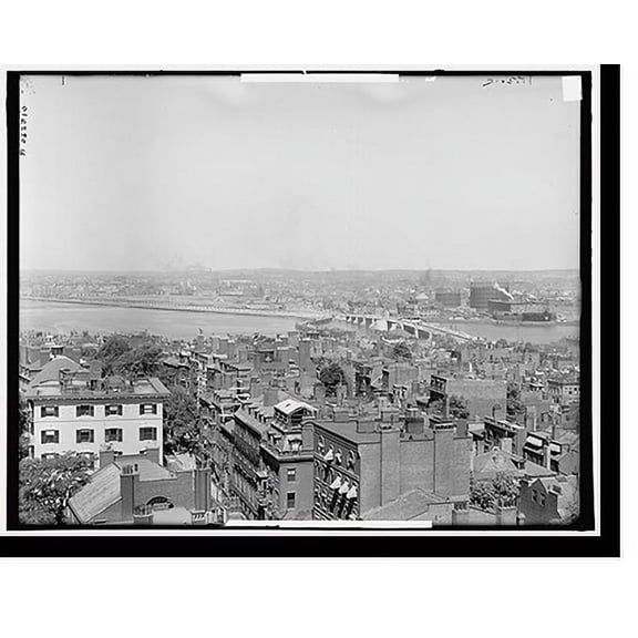 Historic Print, Back Bay and Charles River, Boston, Mass., 16" x 20"
