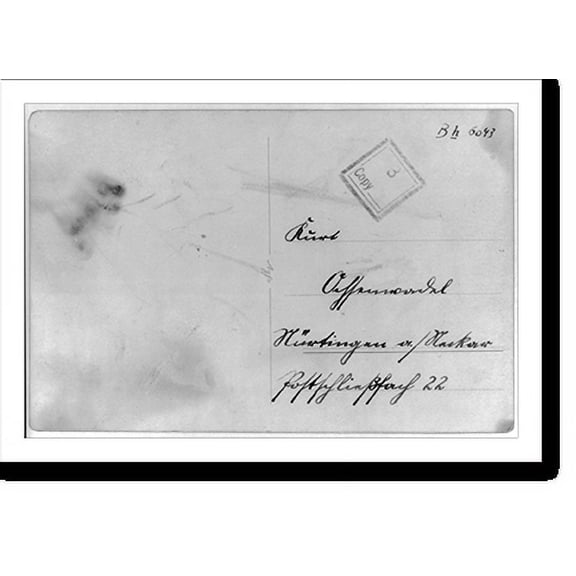 Historic Print, [Back of picture postcard showing address], 16" x 20"