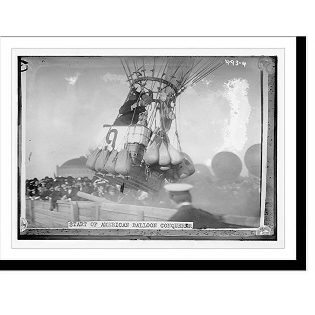 Historic Print, Balloon race, American balloon "Conqueror" rising