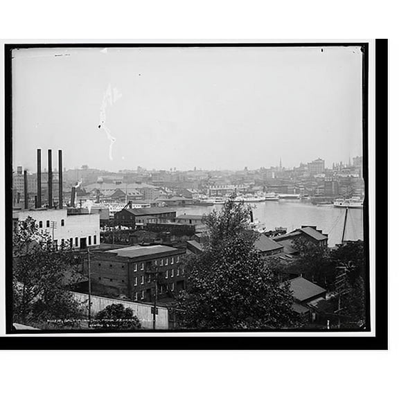 Historic Print, Baltimore, Md., from Federal Hall [i.e. Hill], 16" x 20"