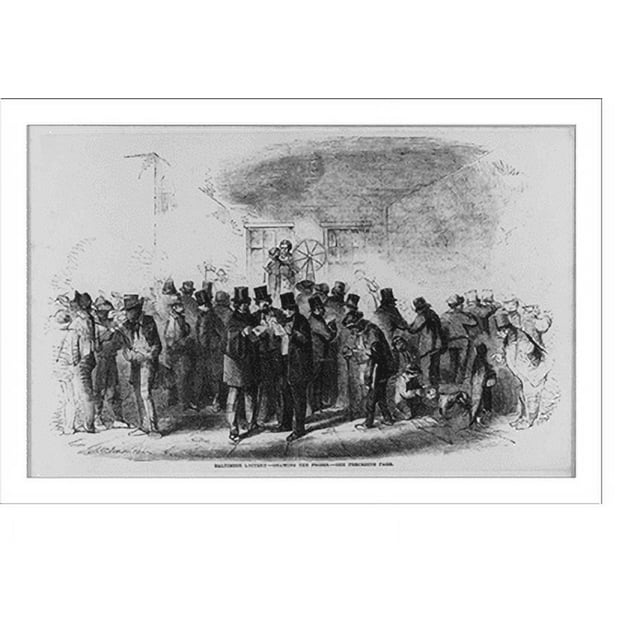 Historic Print, Baltimore lottery drawing the prizes, 16" x 20