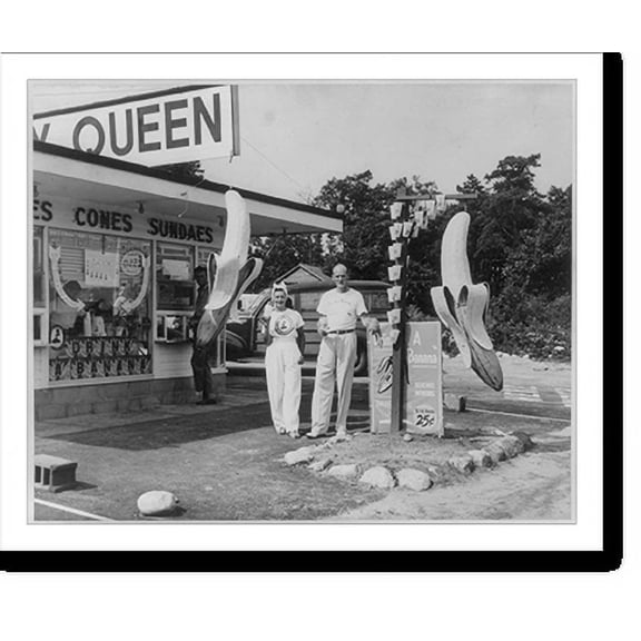 Historic Print, Banana Burt and Lil at Buzzards Bay D[airy] Q[ueen] stand, 16" x 20"