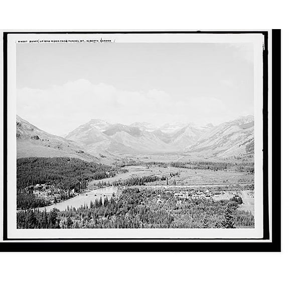 Historic Print, Banff up Bow River from Tunnel Mt., Alberta, Canada - 2, 16" x 20"