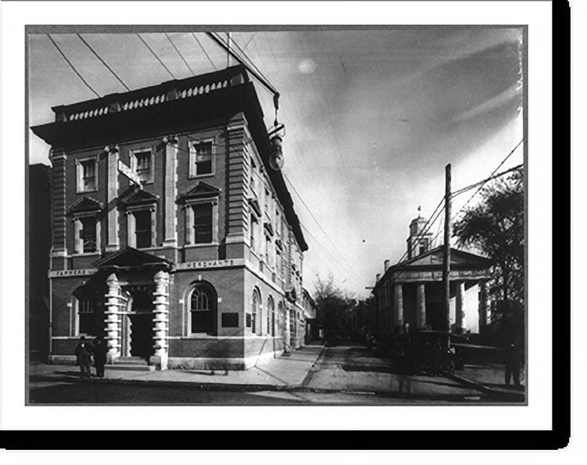 Historic Print, [Bank building exteriors Farmers and Merchants Bank