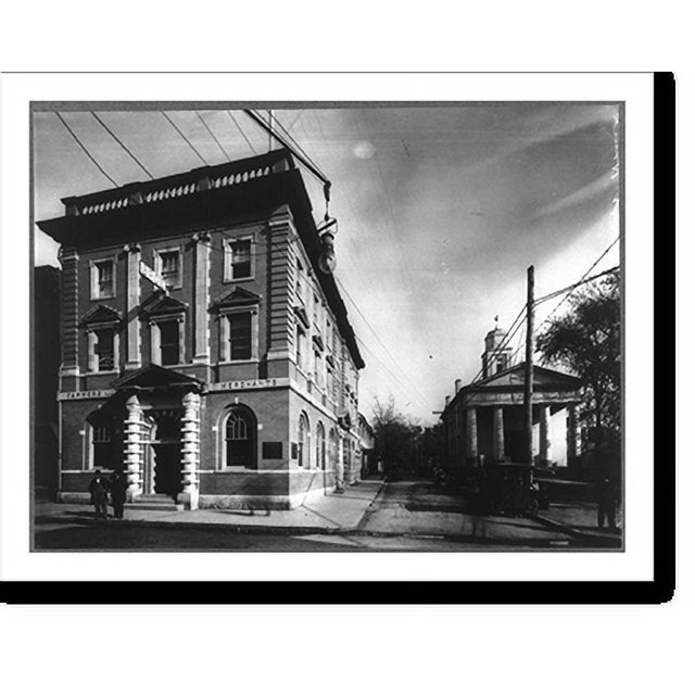 Historic Print, [Bank building exteriors Farmers and Merchants Bank