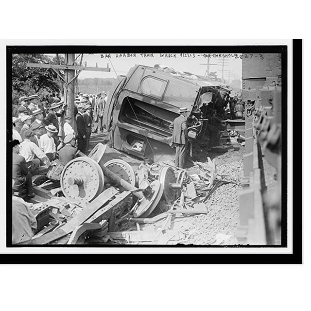 Historic Print, Bar Harbor train wreck 9/2/13 Car Chrisholm, 16" x 20