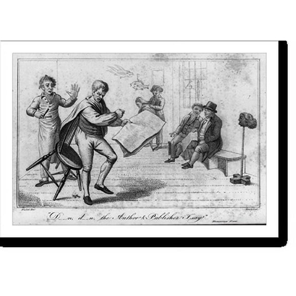 Historic Print, Barber's shop - D__n, d__n, the author & publisher I say!"", 18" x 24"