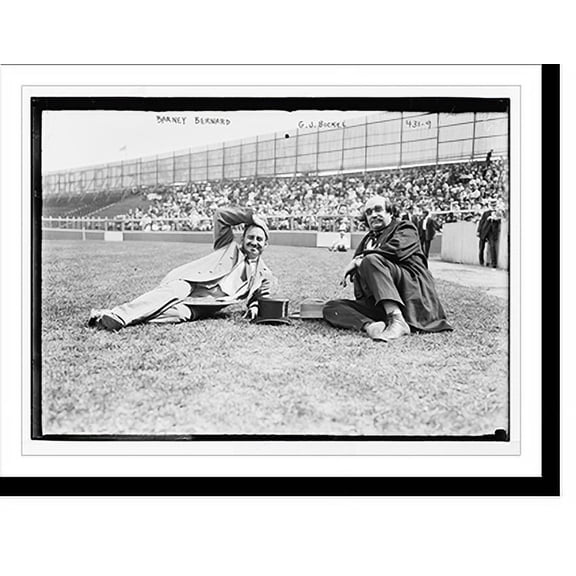 Historic Print, Barney Bernard and G.J. Bickel, lying on playing field, 18" x 24"