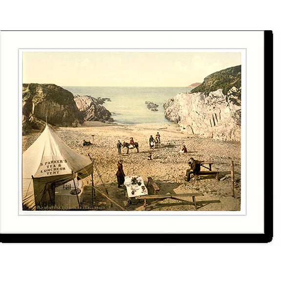 Historic Print, Barricane Shell Beach Morthoe England, 16" x 20"