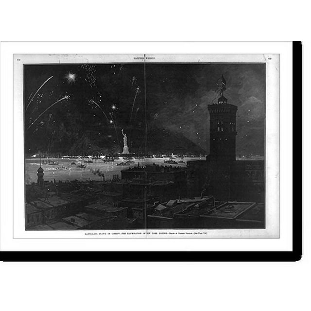 Historic Print, Bartholdi's Statue of Liberty the illumination of New