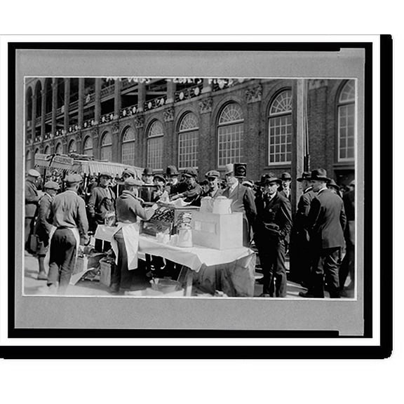 Historic Print, Baseball fans. Hot dogs" for fans waiting for gates to open at Ebbets Field, Oct. 6, 1920", 16" x 20"