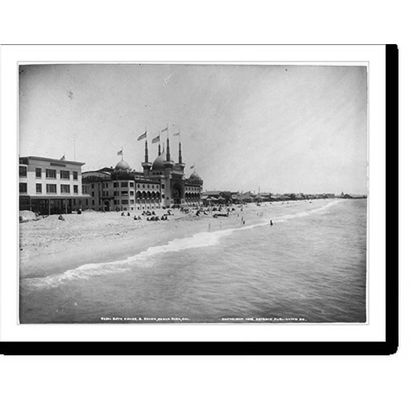 Historic Print, Bath house and beach, Ocean Park, Calif., 16" x 20"