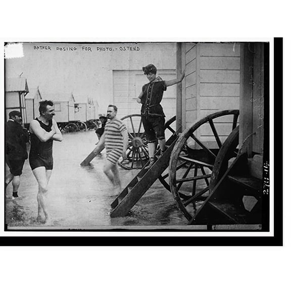 Historic Print, Bather posing for photo - Ostend, 18" x 24"
