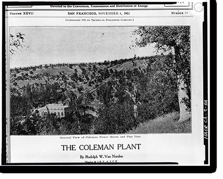 Historic Print, Battle Creek Hydroelectric System, Battle Creek & Tributaries, Red Bluff